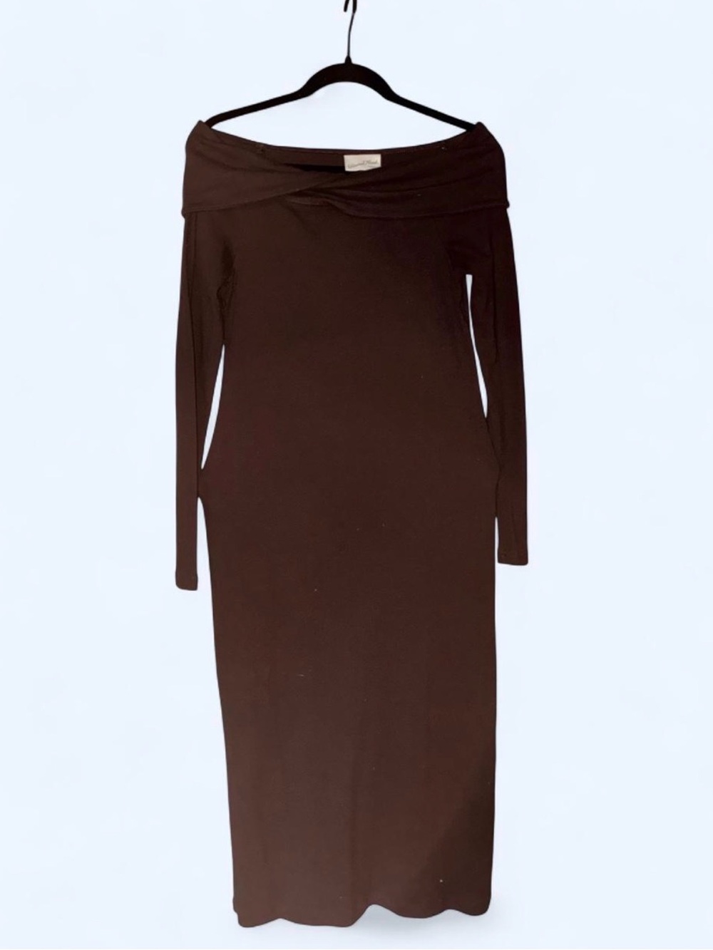 Universal Thread Off-Shoulder Long Sleeve Brown Maxi Dress